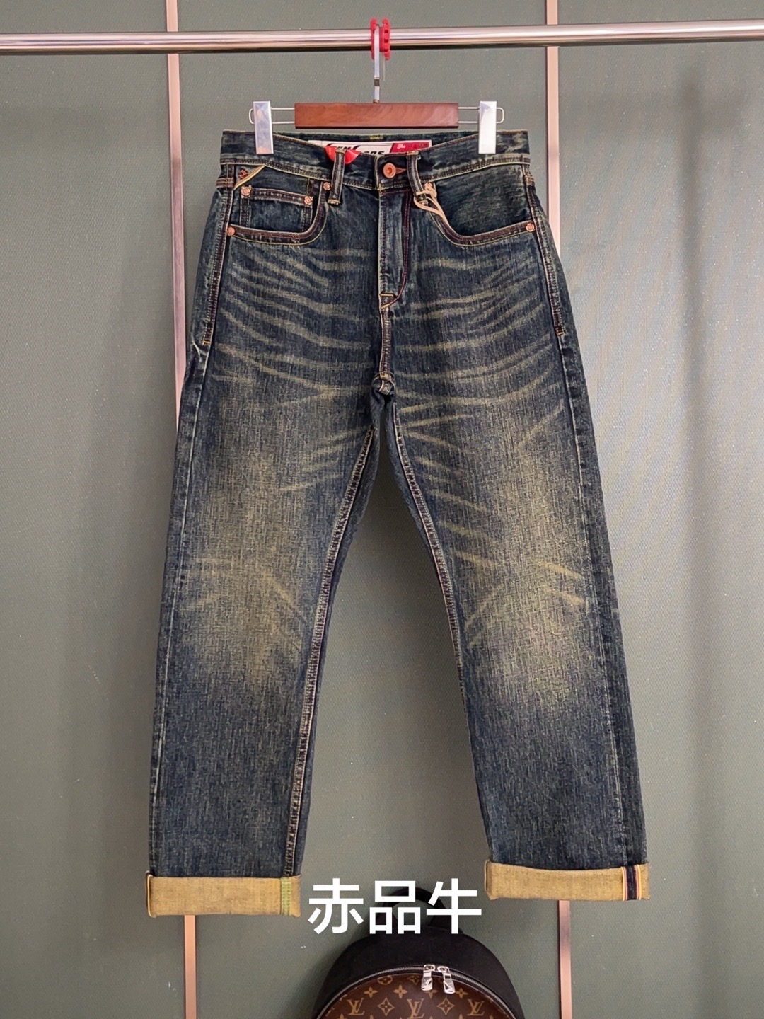 赤耳丹宁牛仔裤15盎司津巴布4季做旧水洗复古泥黄百搭休闲8037
