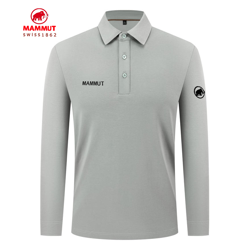 MAMMUT/猛犸象POLO衫长袖速干纯色透气户外运动秋冬季翻领保暖T恤