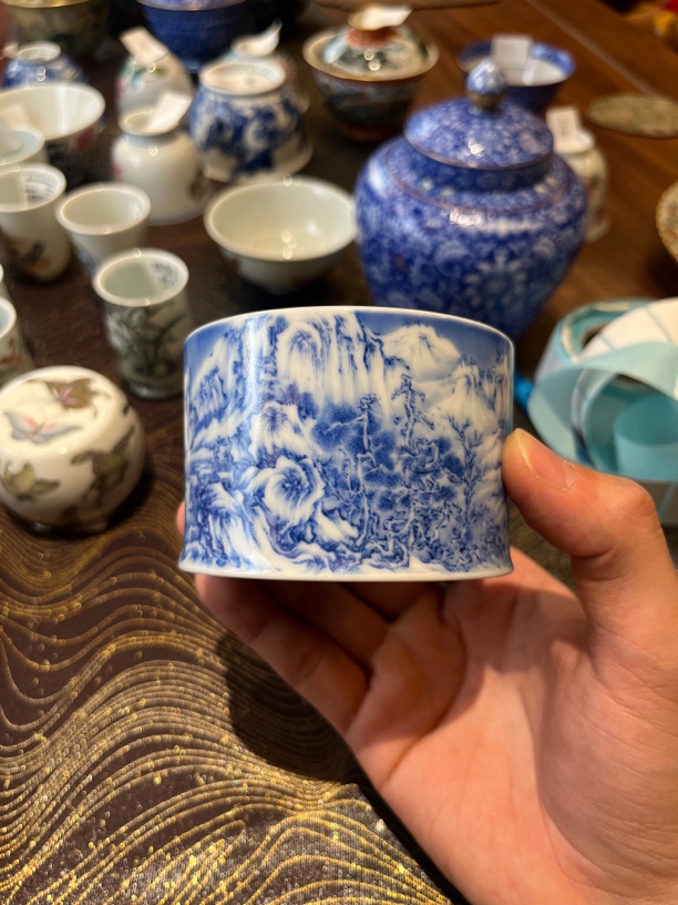 盛古珍玩 青花山水杯