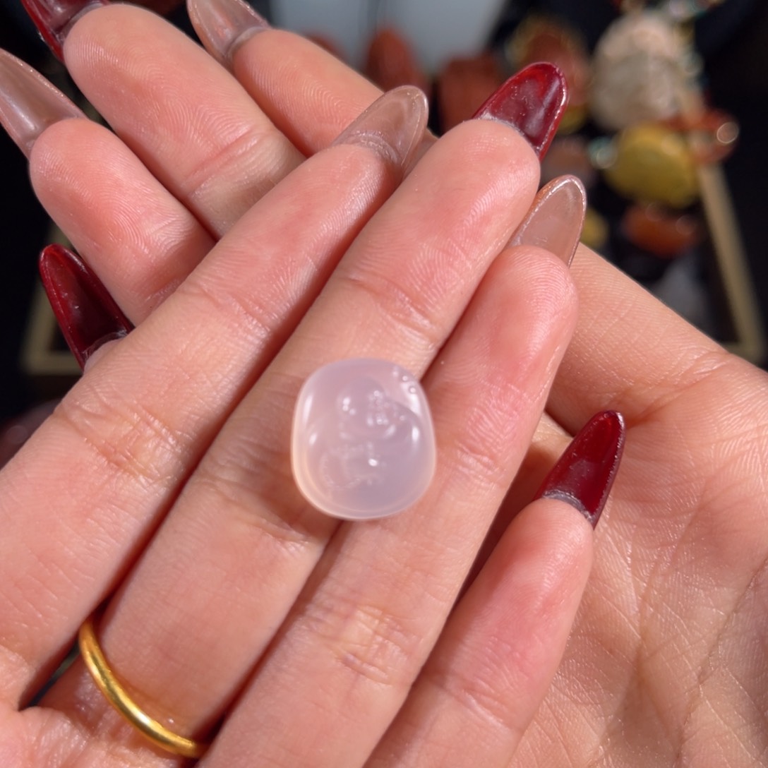 玛瑙/玉髓荔枝冻 笑口常开未镶嵌猫*