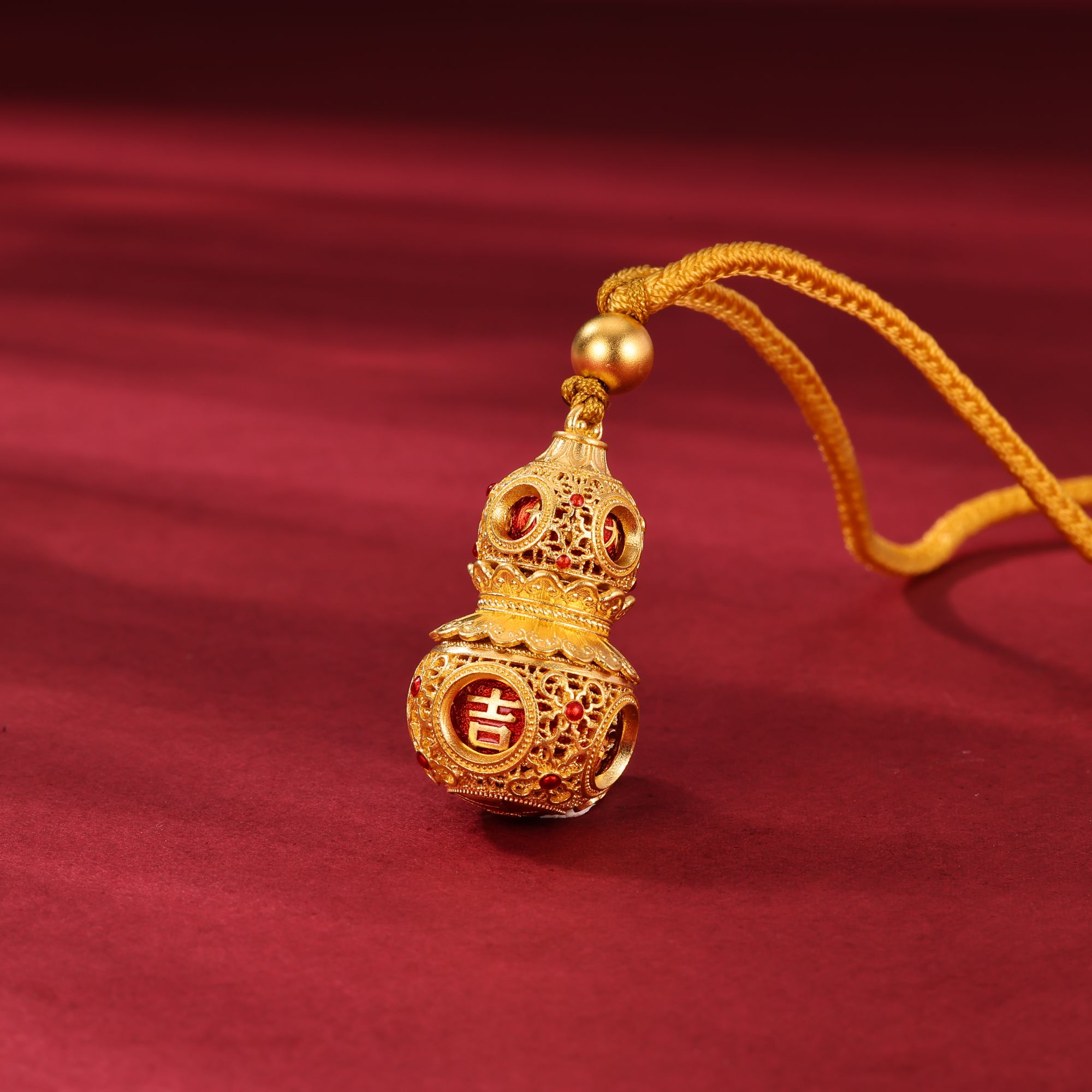 12期免息【中国黄金】足金古法转动葫芦复古吊坠送礼佳选赠银链