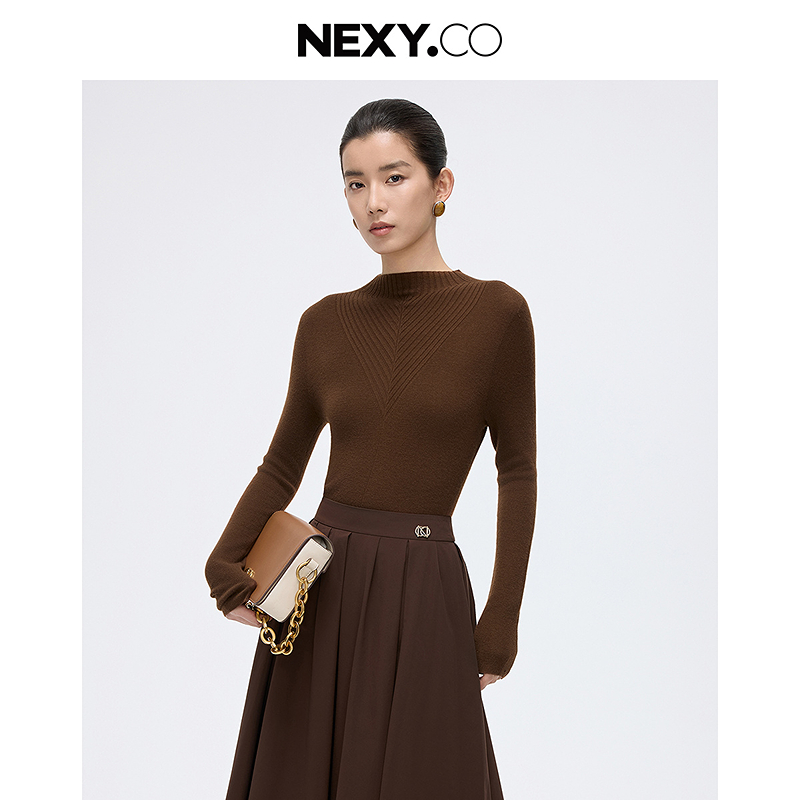 【丽公主专属】奈蔻修身针织毛衫|早百搭|摩卡金棕|XZ03112C4