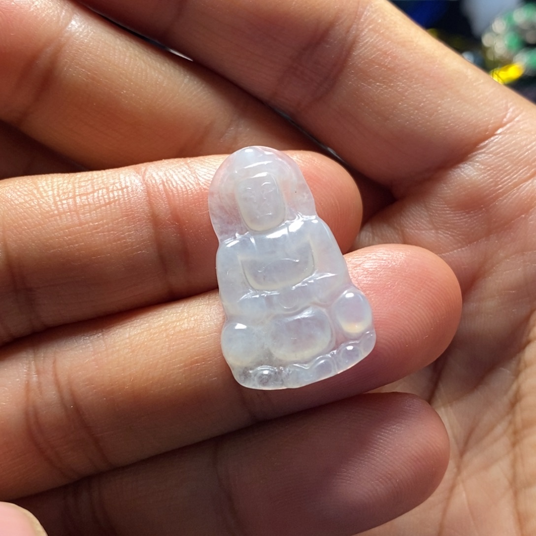 翡翠未镶嵌颈饰天然缅甸翡翠A货冰胶观音吊坠