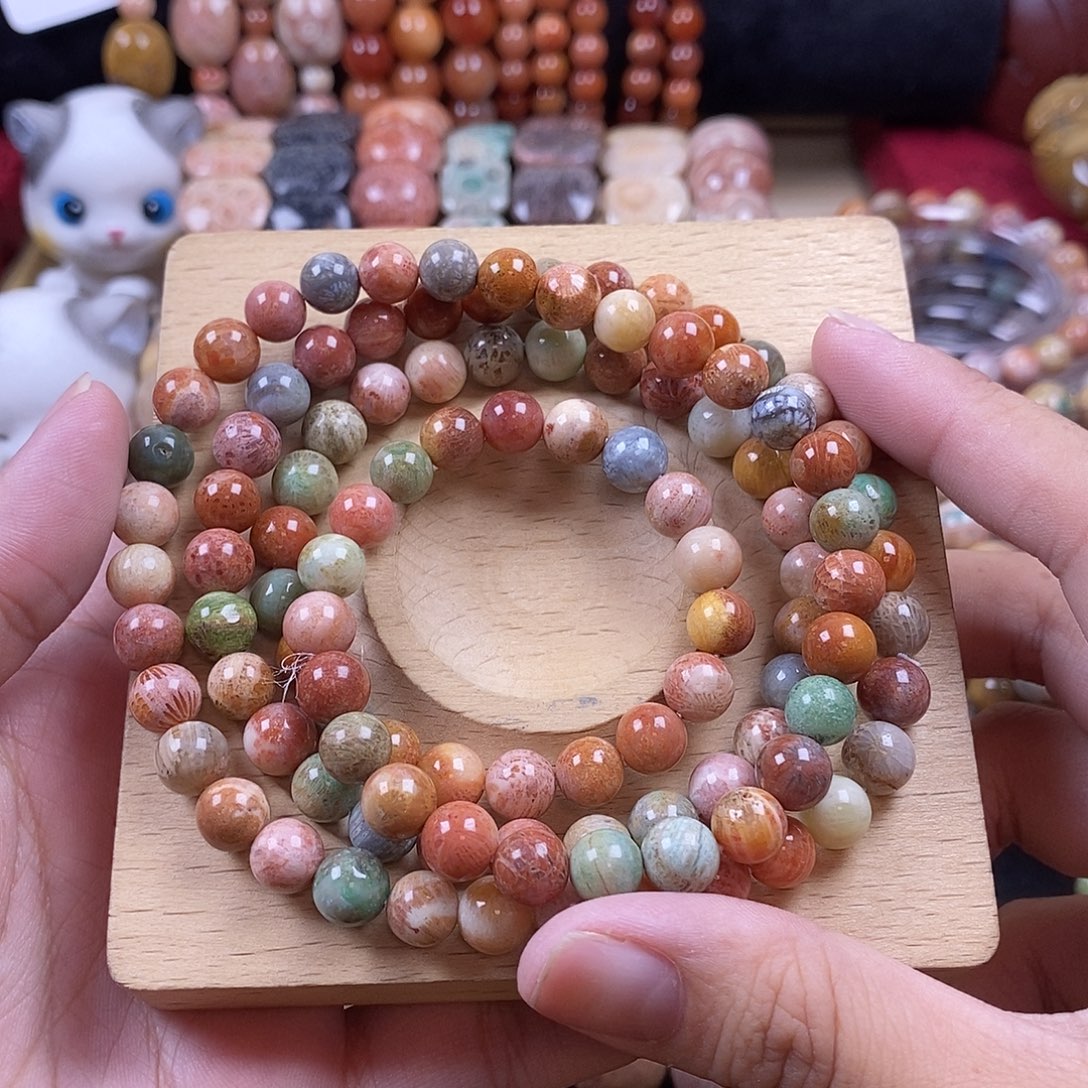 硅化珊瑚（珊瑚玉）108颗 手串 带花 未镶嵌5