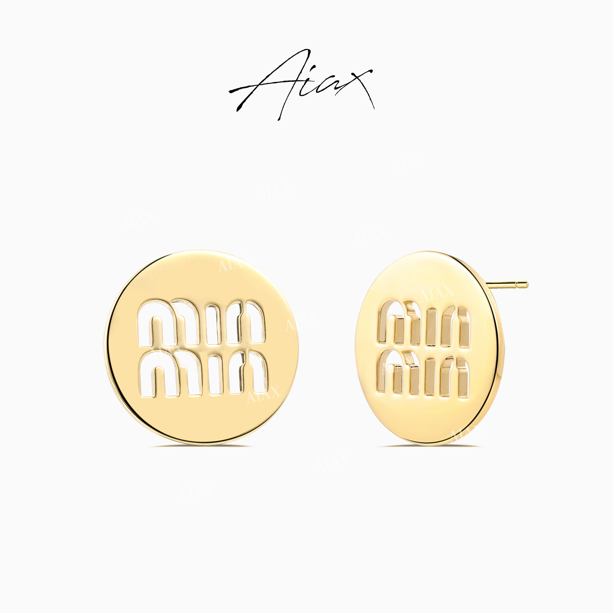 铜合金无非金属耳饰 简约精美百搭复古 镂空鎏金字母耳环TSL1168