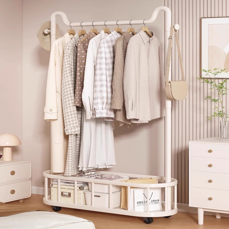 挂衣架家用出租屋落地式衣帽架卧室衣服收纳架子奶油风猫耳晾衣架