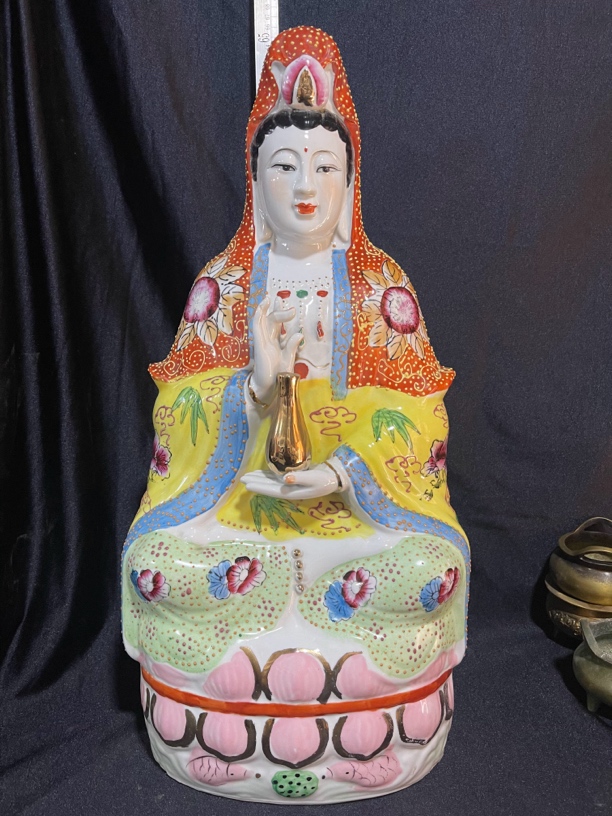 老潮州瓷观世音菩萨陶瓷工艺品