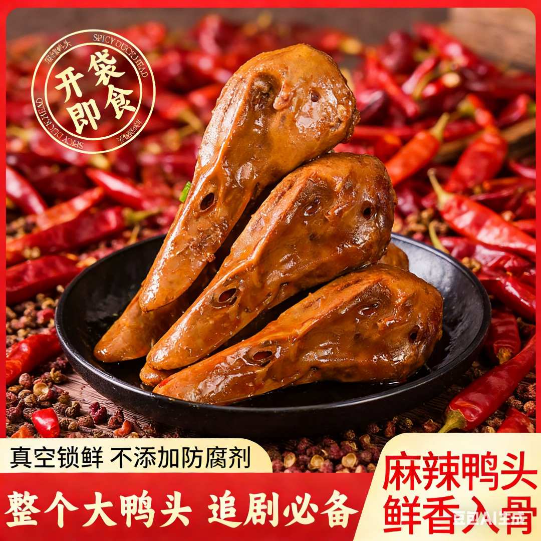 10个卤味鸭头微辣下酒菜休闲追剧零食开袋即食XC