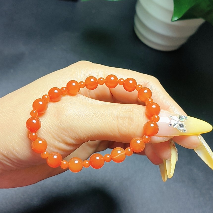 露丝同款新年红款红玛瑙 单圈手串 男女同款 百搭必备