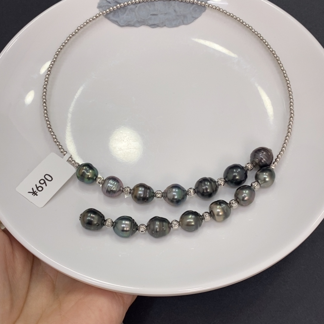 颈饰银S925镶嵌海水珍珠小*大溪地项链不退不换忙