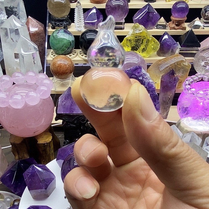 石材天然白水晶葫芦摆件