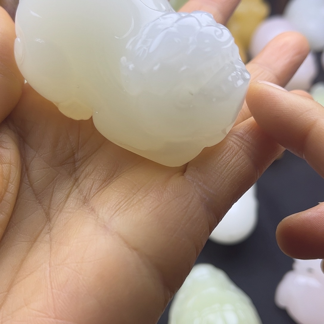 御***庆昆仑玉石手把件碧玺（处理）