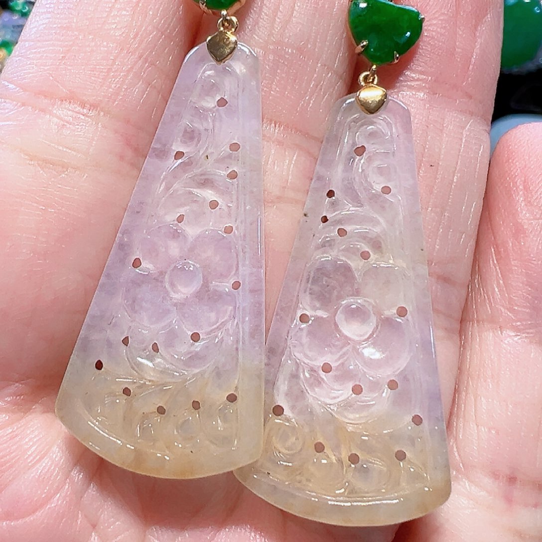 翡翠耳饰18K金镶嵌签收后24小时鉴赏期