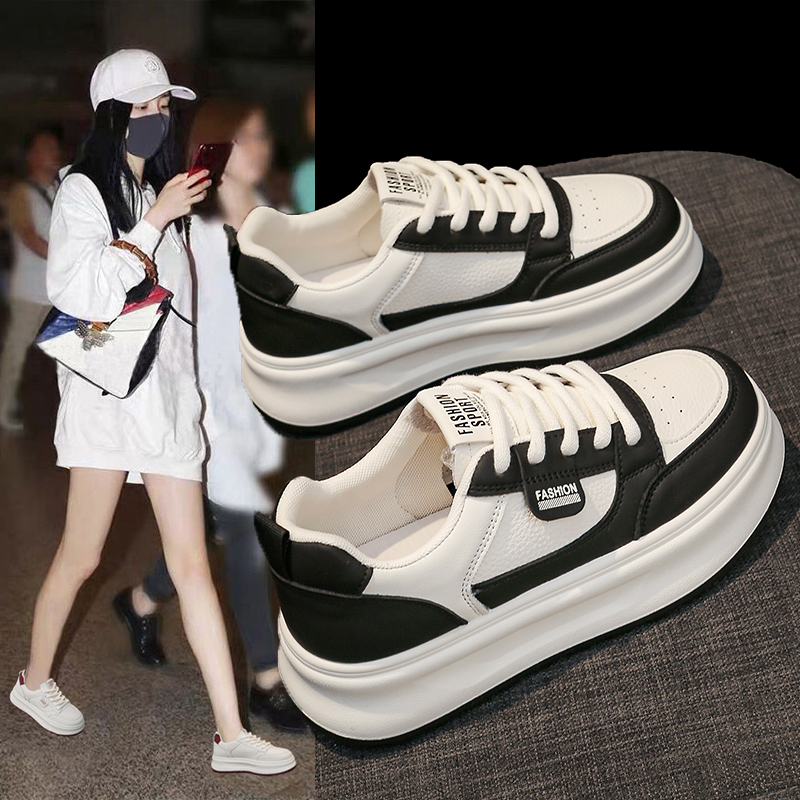 【5厘米】厚底小白鞋女百搭松糕2025春季新款网红爆款休闲运动板鞋