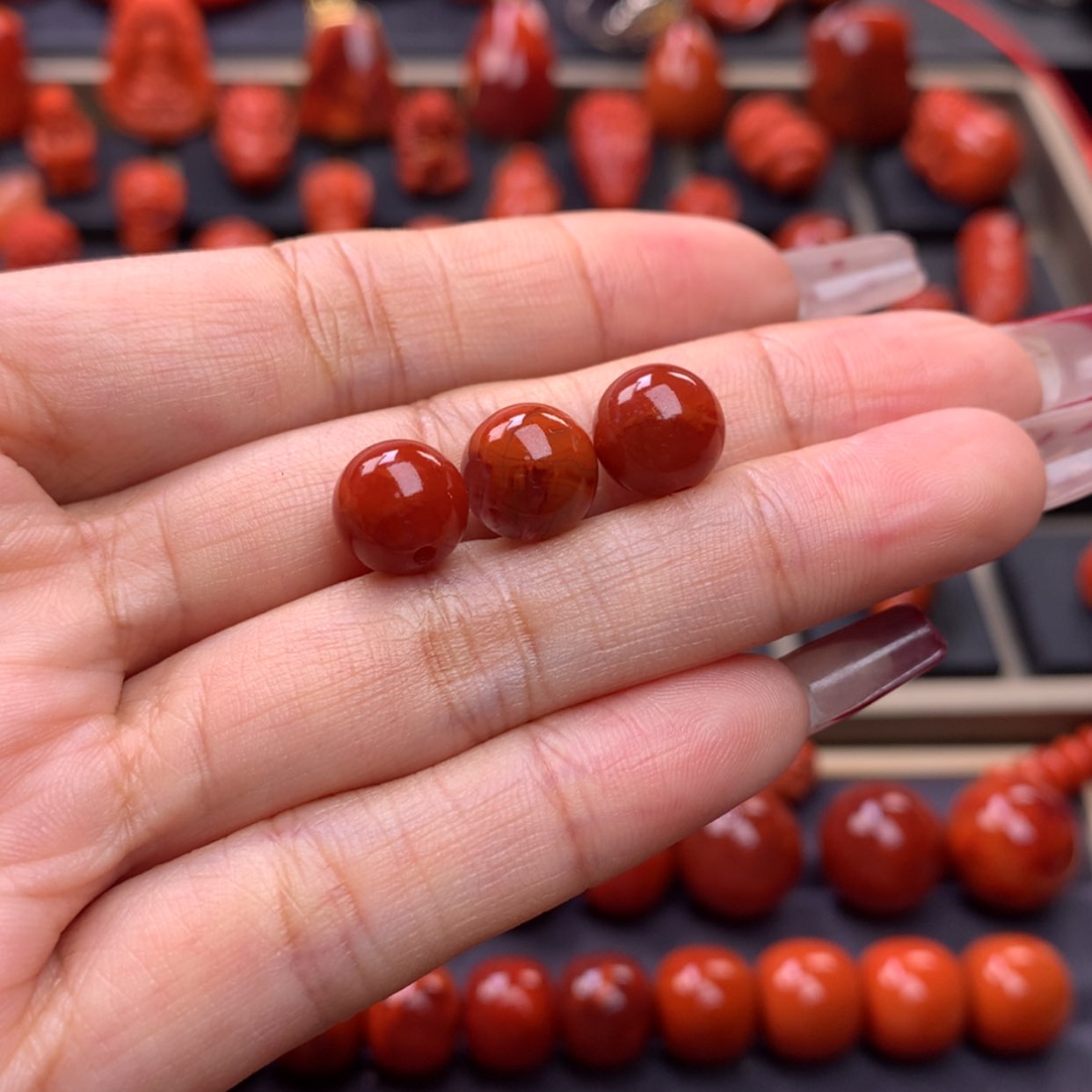 【闪购商品】南红玛瑙火焰纹圆珠未镶嵌C****i