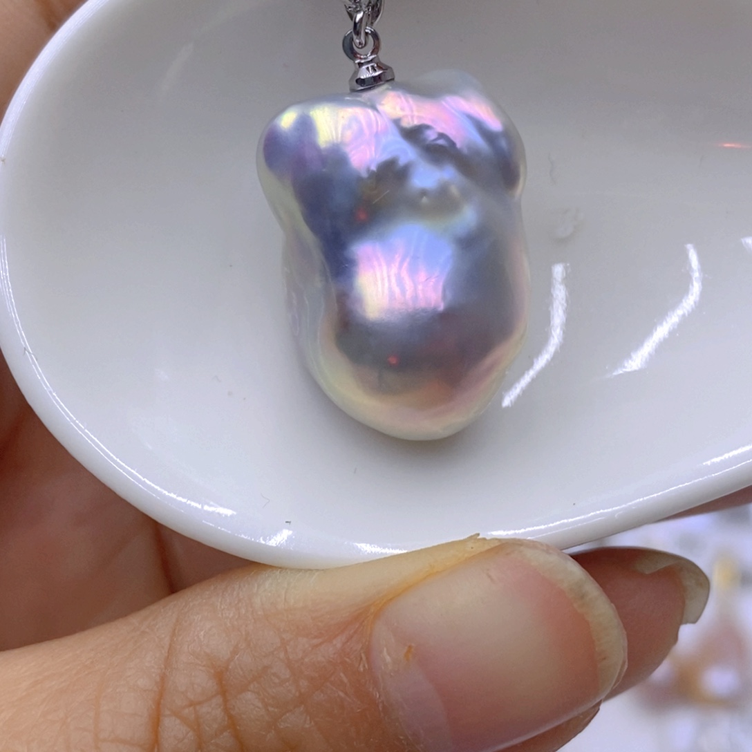 淡水珍珠银S925镶嵌颈饰