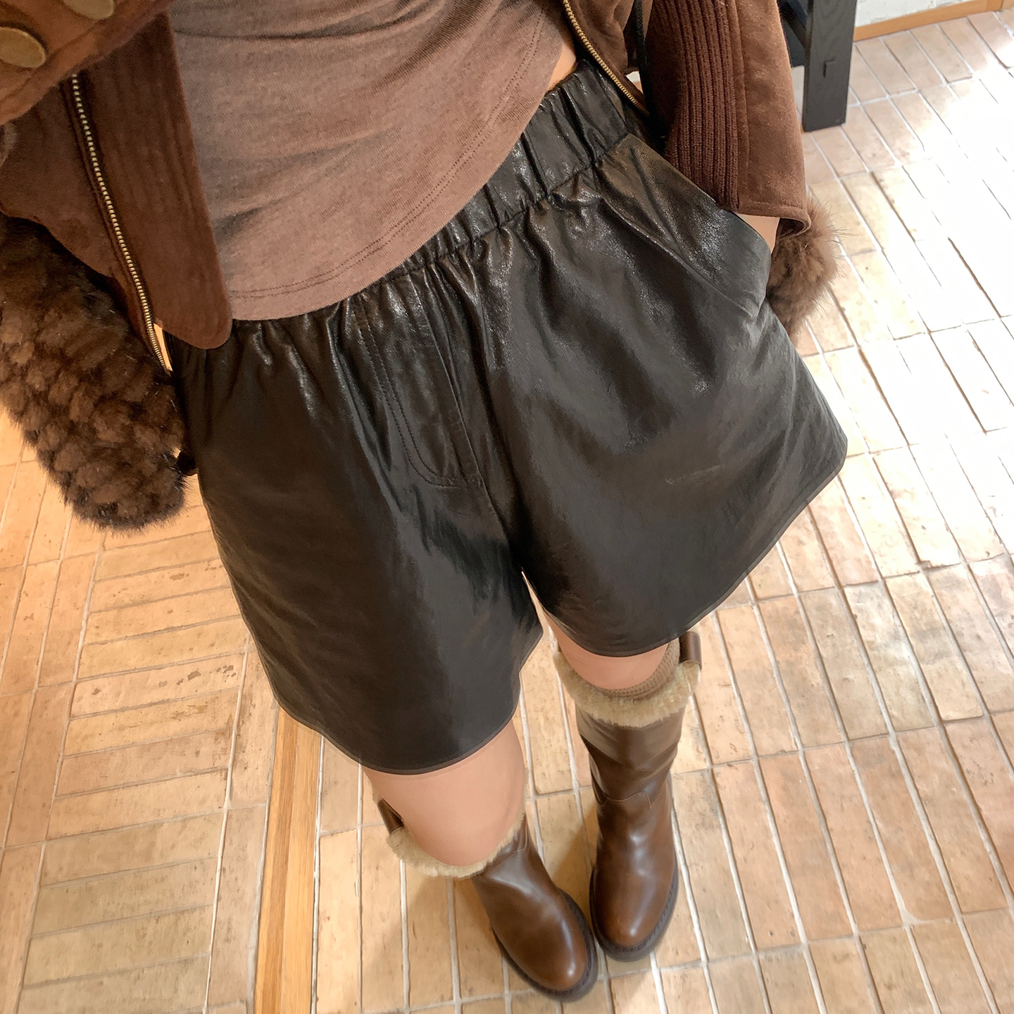 黑标“幂式皮裤”高品土耳其进口羊皮革 高级姐感松紧腰真皮-休闲裤