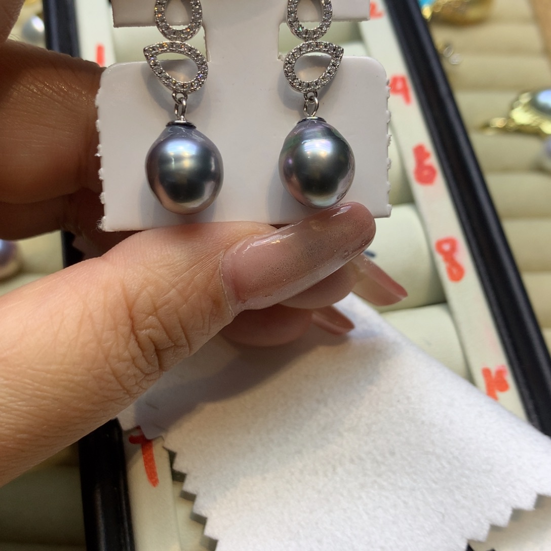 银S925镶嵌耳饰海水珍珠