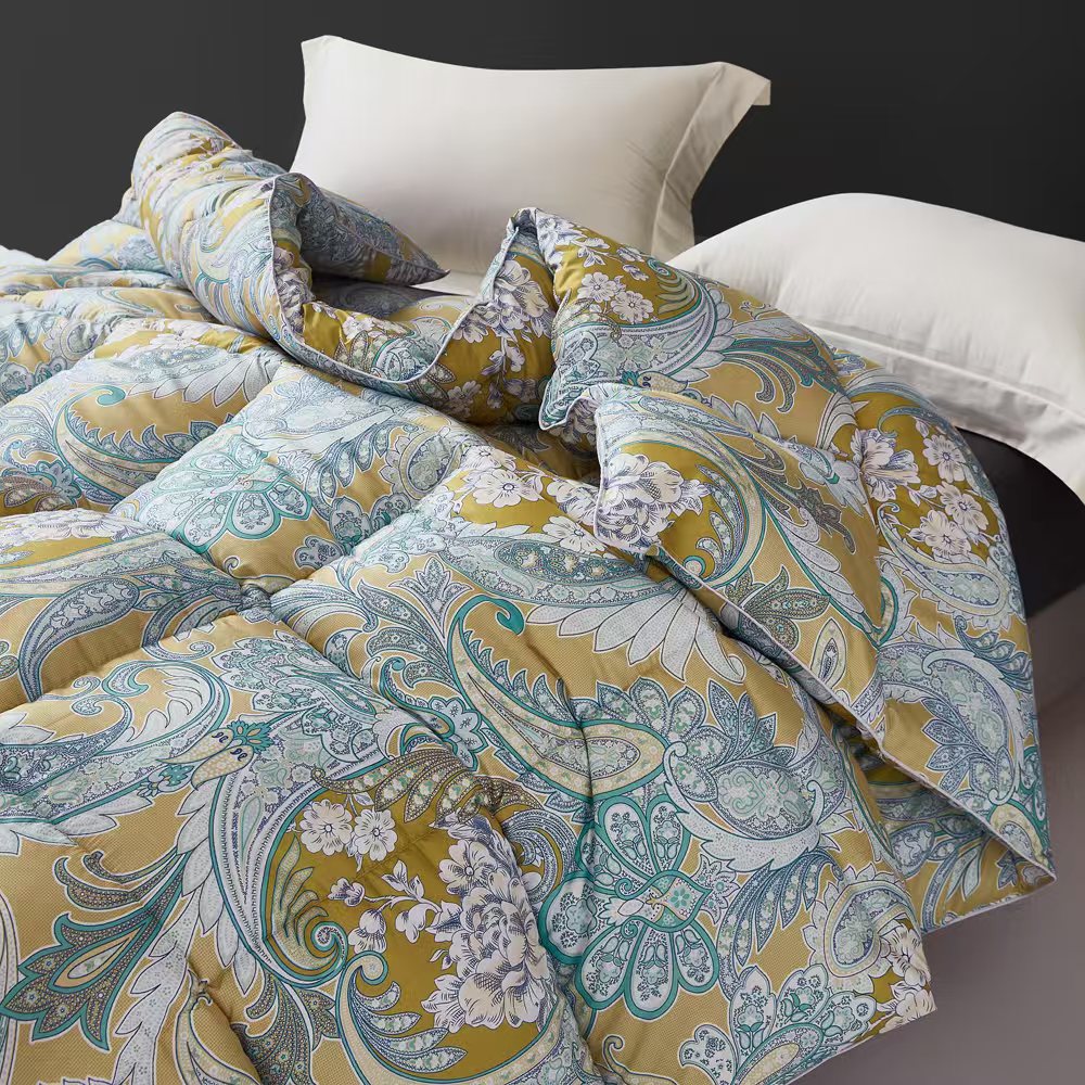 【周董甄选】轻奢西伯利亚定制羽丝绒中式家用冬被-天青色蓝-d