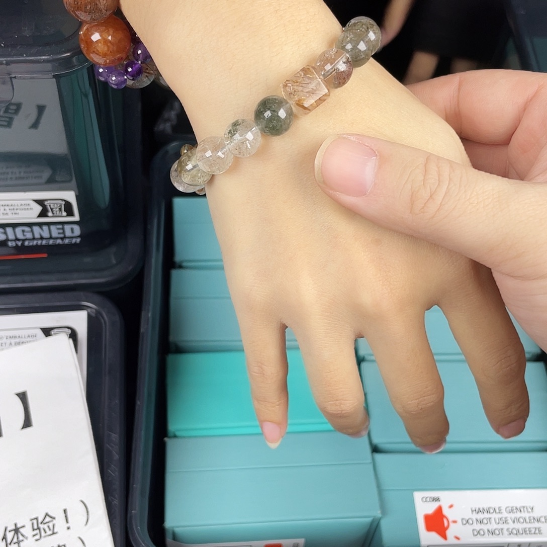 银S925镀金镶嵌水晶手串