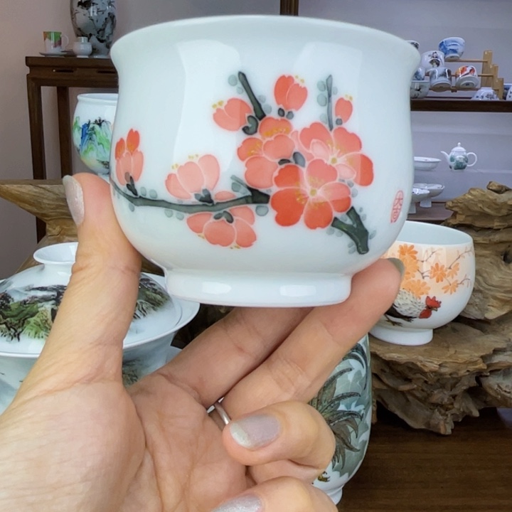 杯主人杯手绘釉下彩