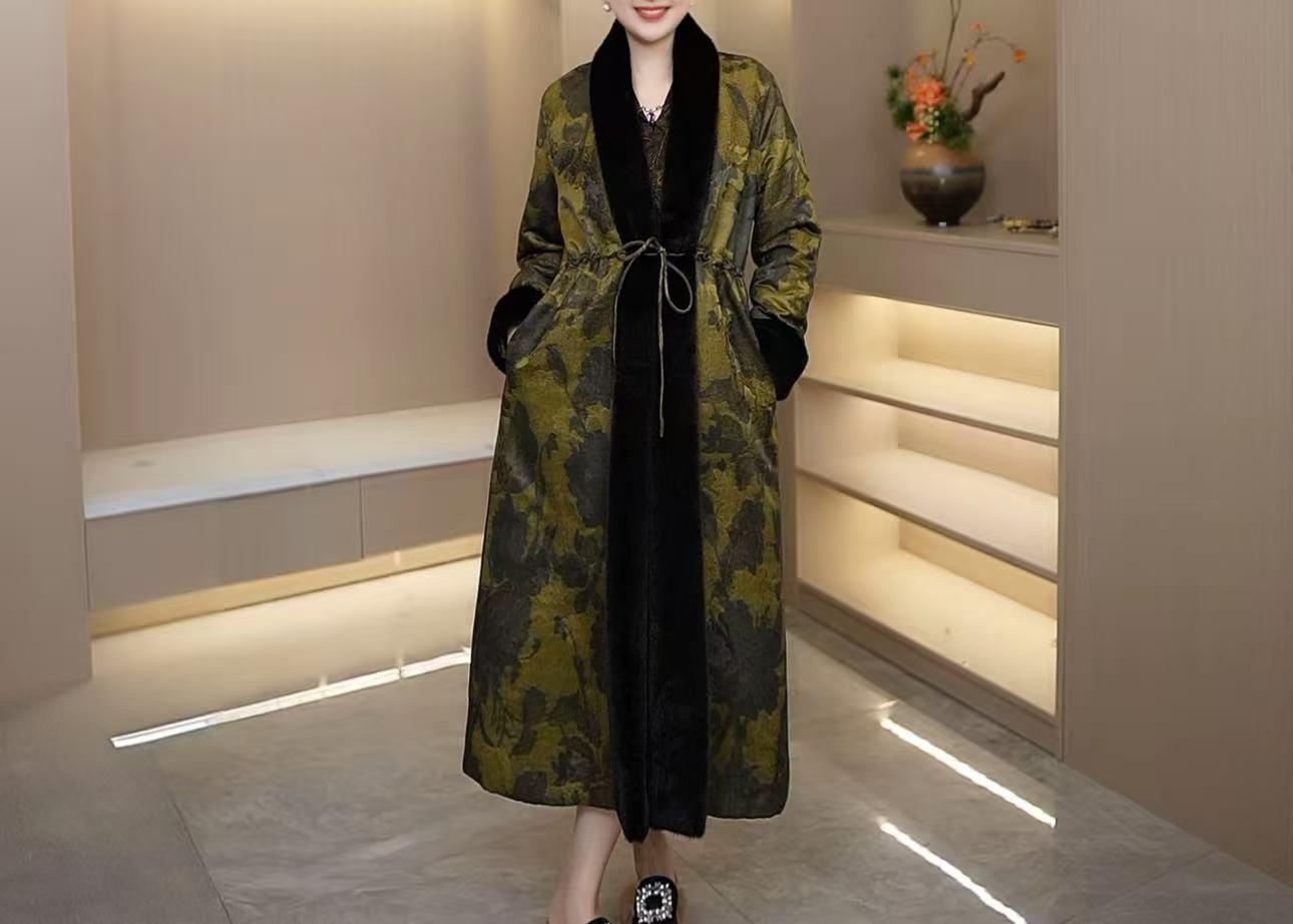 1547锦绣风衣外套妈妈装高贵新款妈妈装洋气收腰过膝法式