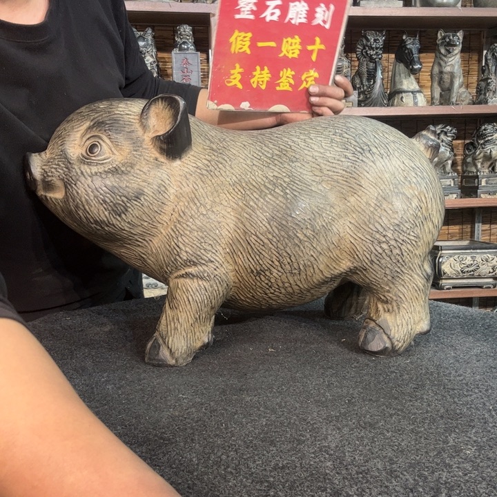 舒***大石材天然青石雕刻一对