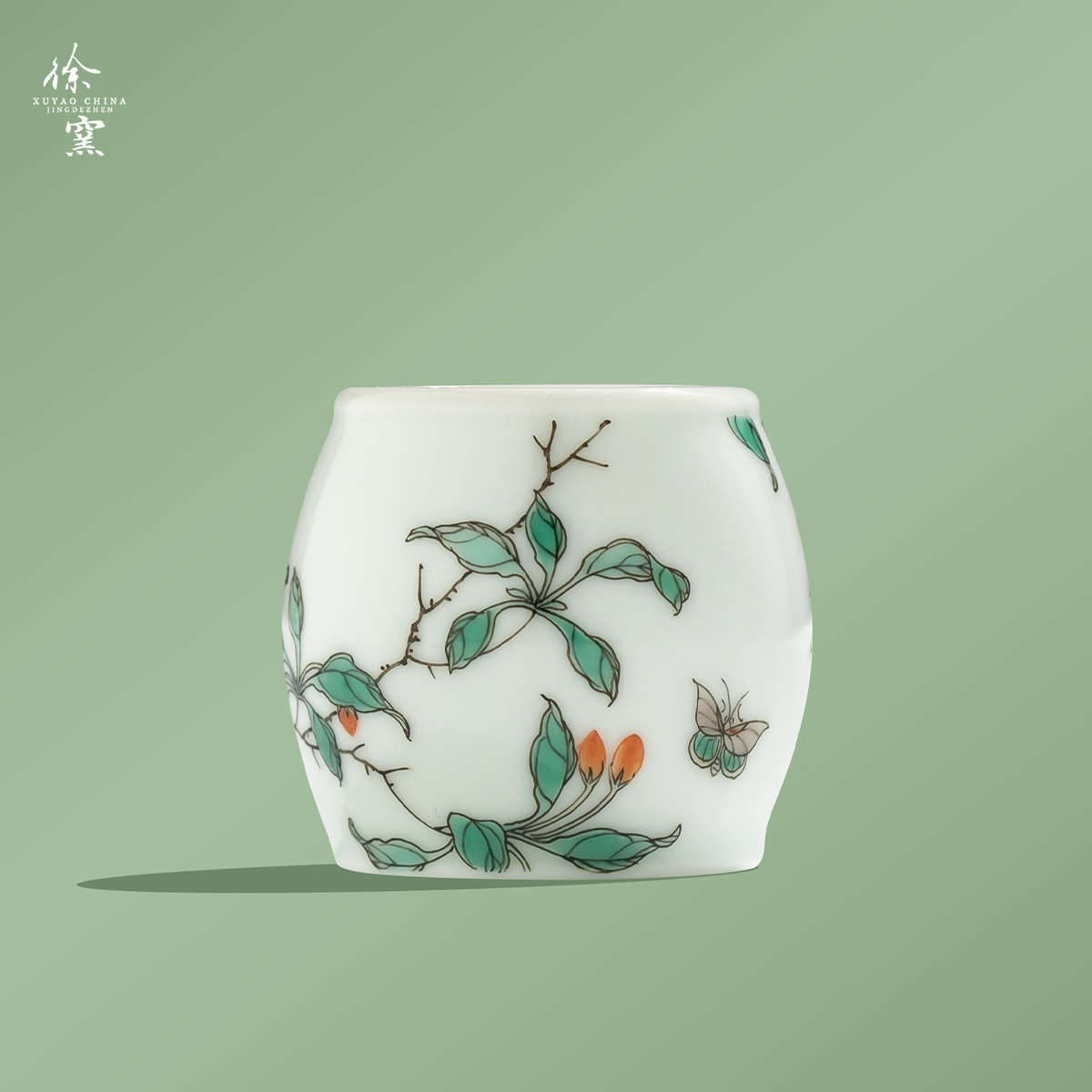 徐窑枸杞盖置 手绘粉彩景德镇陶瓷手工茶器配件适用盖碗茶壶圆柱