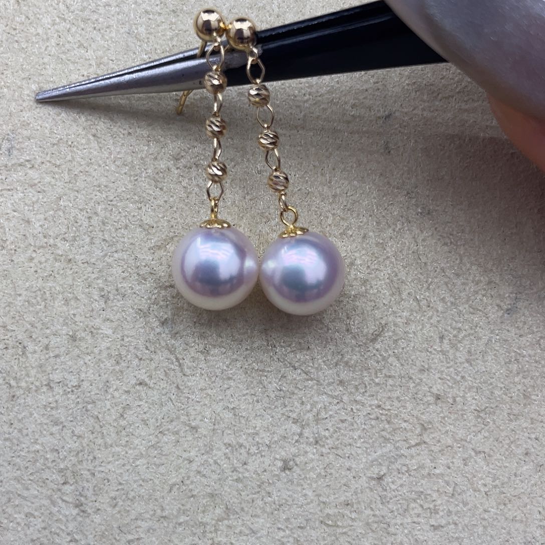 耳饰海水珍珠18K金镶嵌