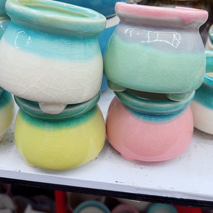 多肉绿植陶瓷花盆9.9包邮，有孔