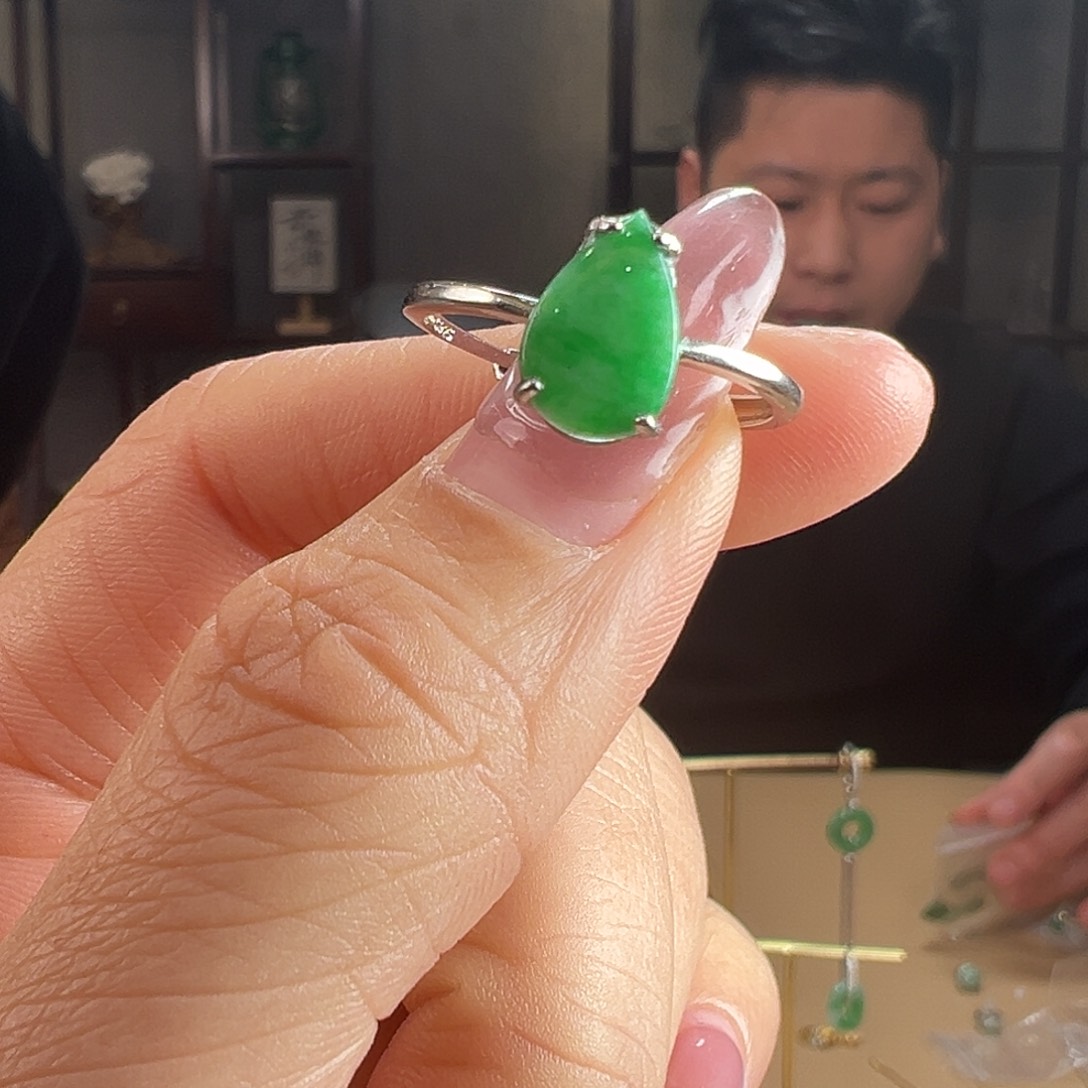 翡翠银S925镶嵌戒指戒指68