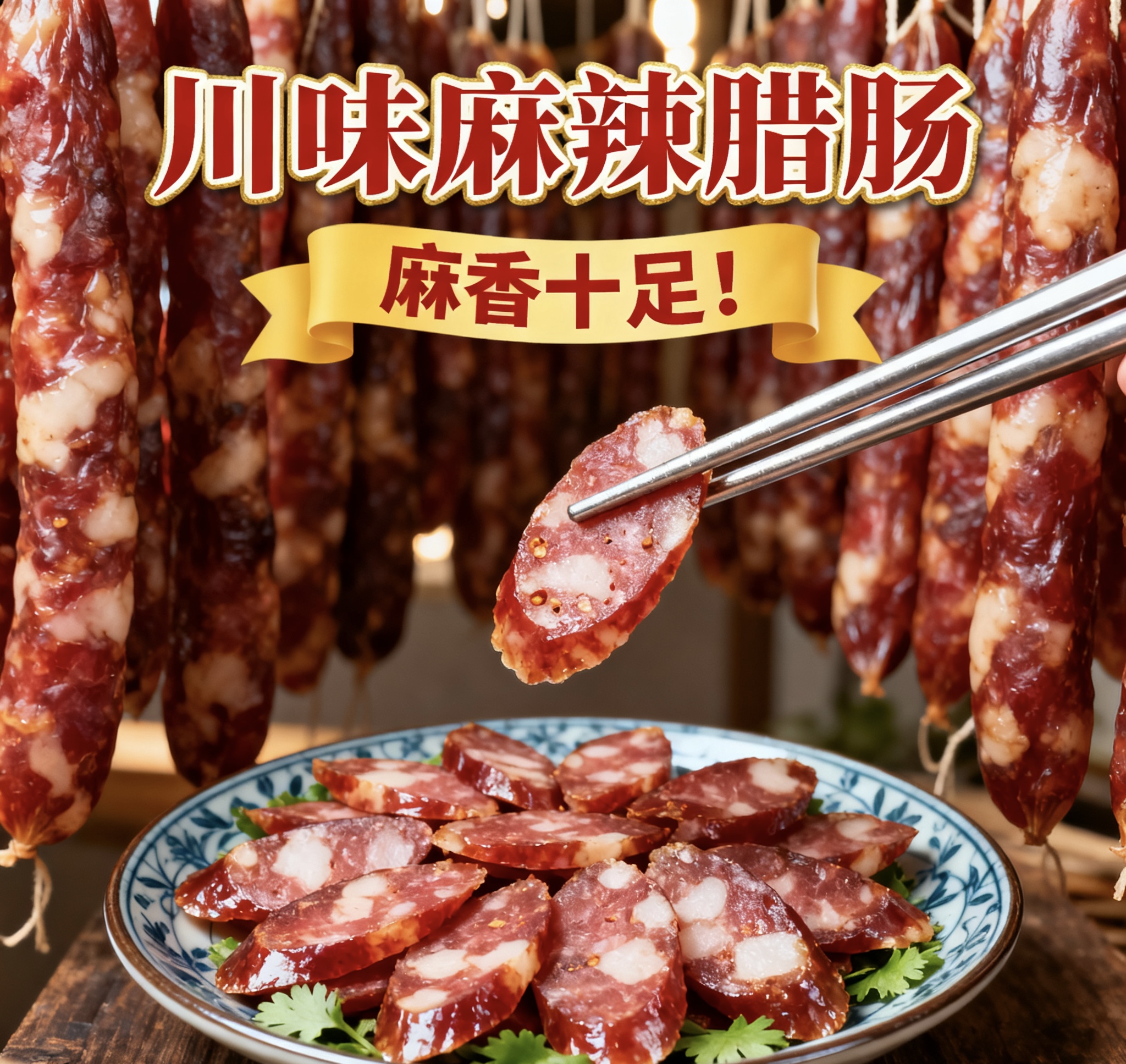 (1号链接)正宗川味香肠农家手工灌制四川腊味麻辣纯猪肉肠腊肠