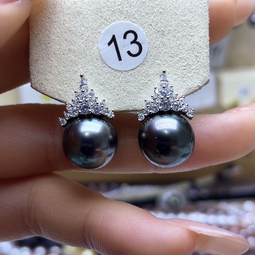 海水珍珠耳饰银S925镶嵌