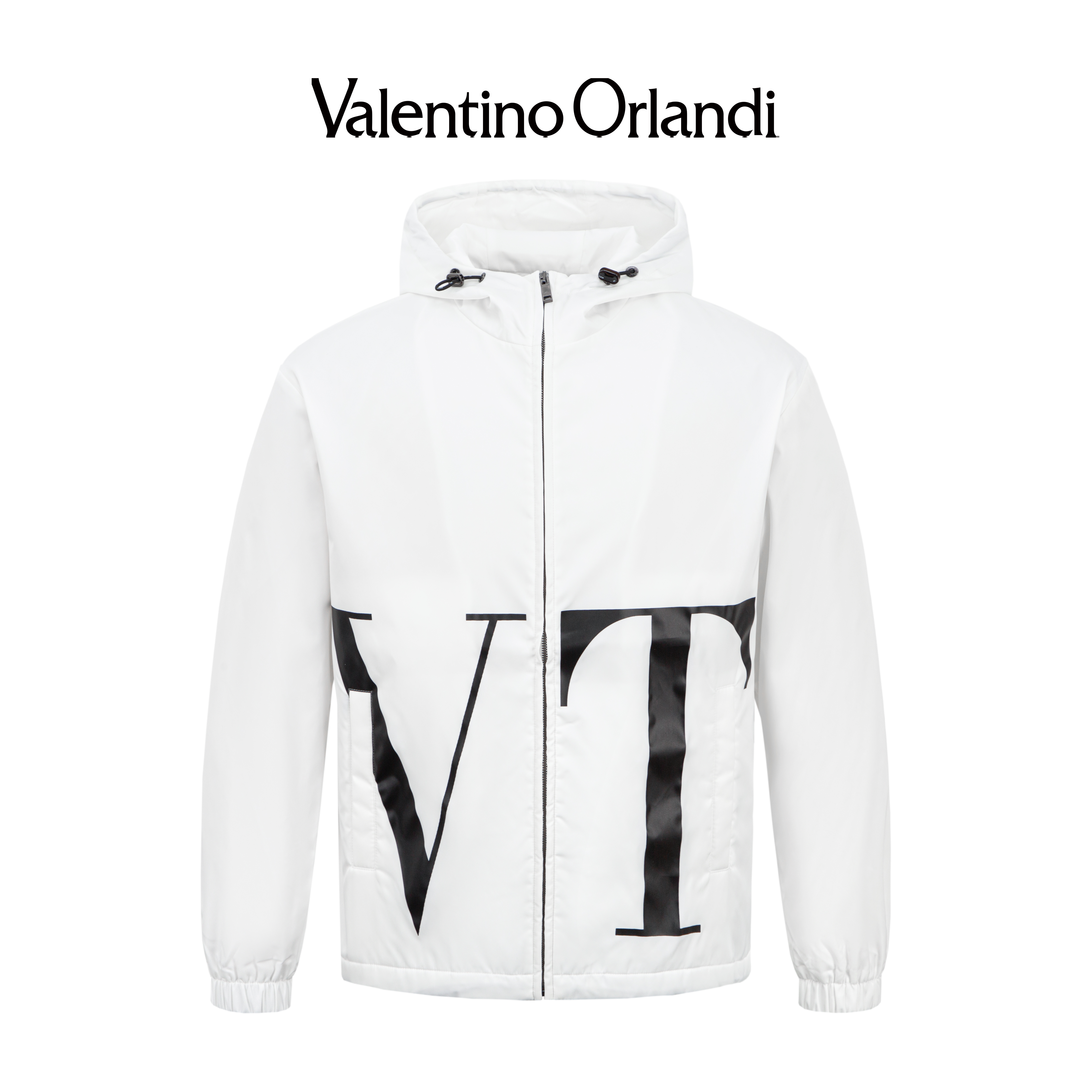 Valentino orlandi男士秋冬B版时尚百搭撞色字母印花连帽棉服外套