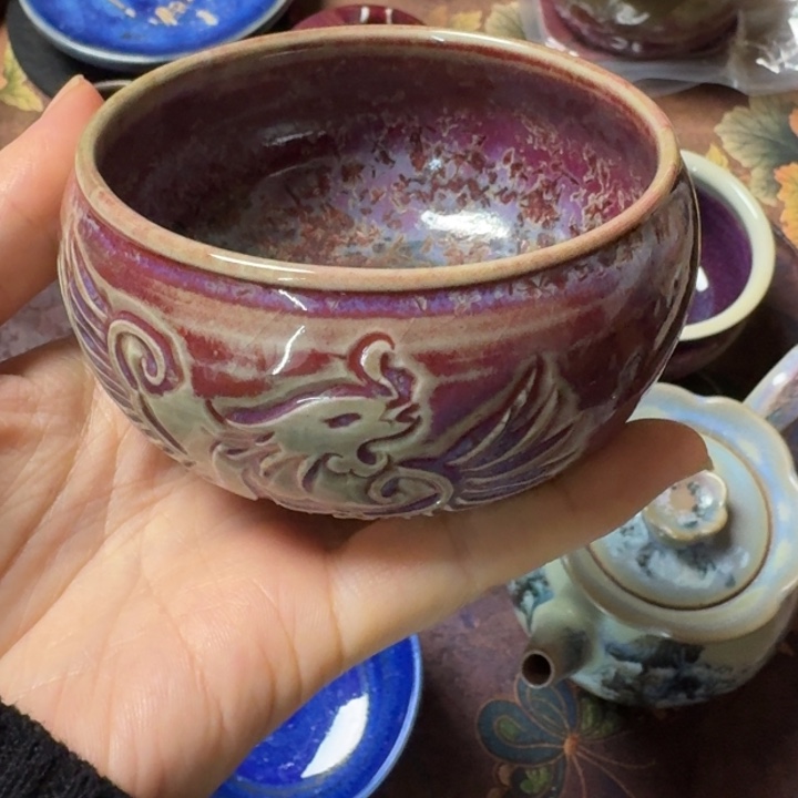 熠羽毛球的钧瓷杯杯