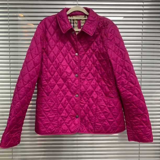 99新 BURBERRY/博柏利 紫色菱形棉服/L码/C01268