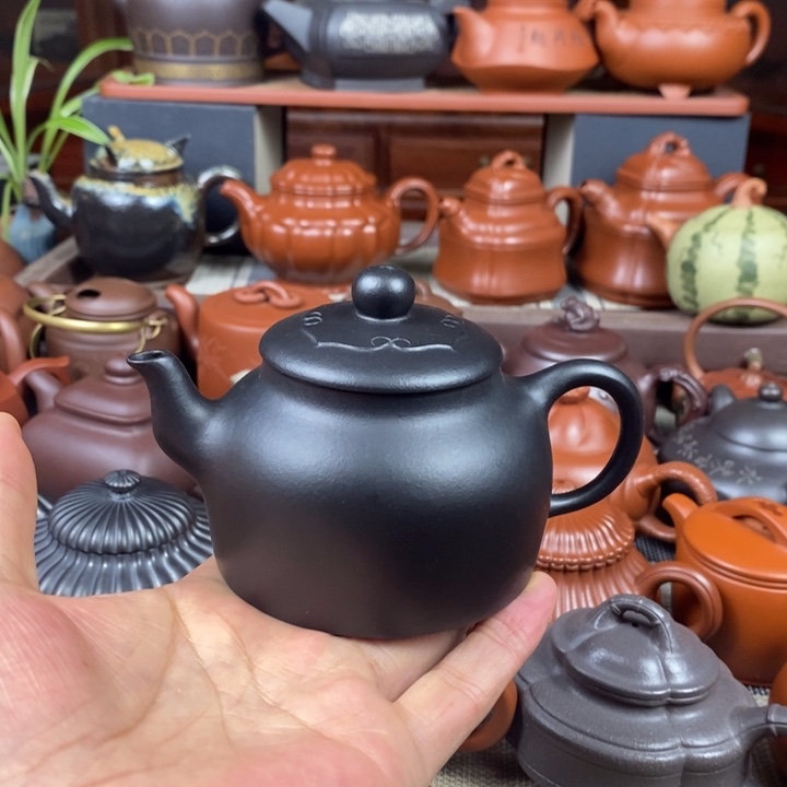 紫砂茶壶如意220cc原矿老紫泥捂灰工艺