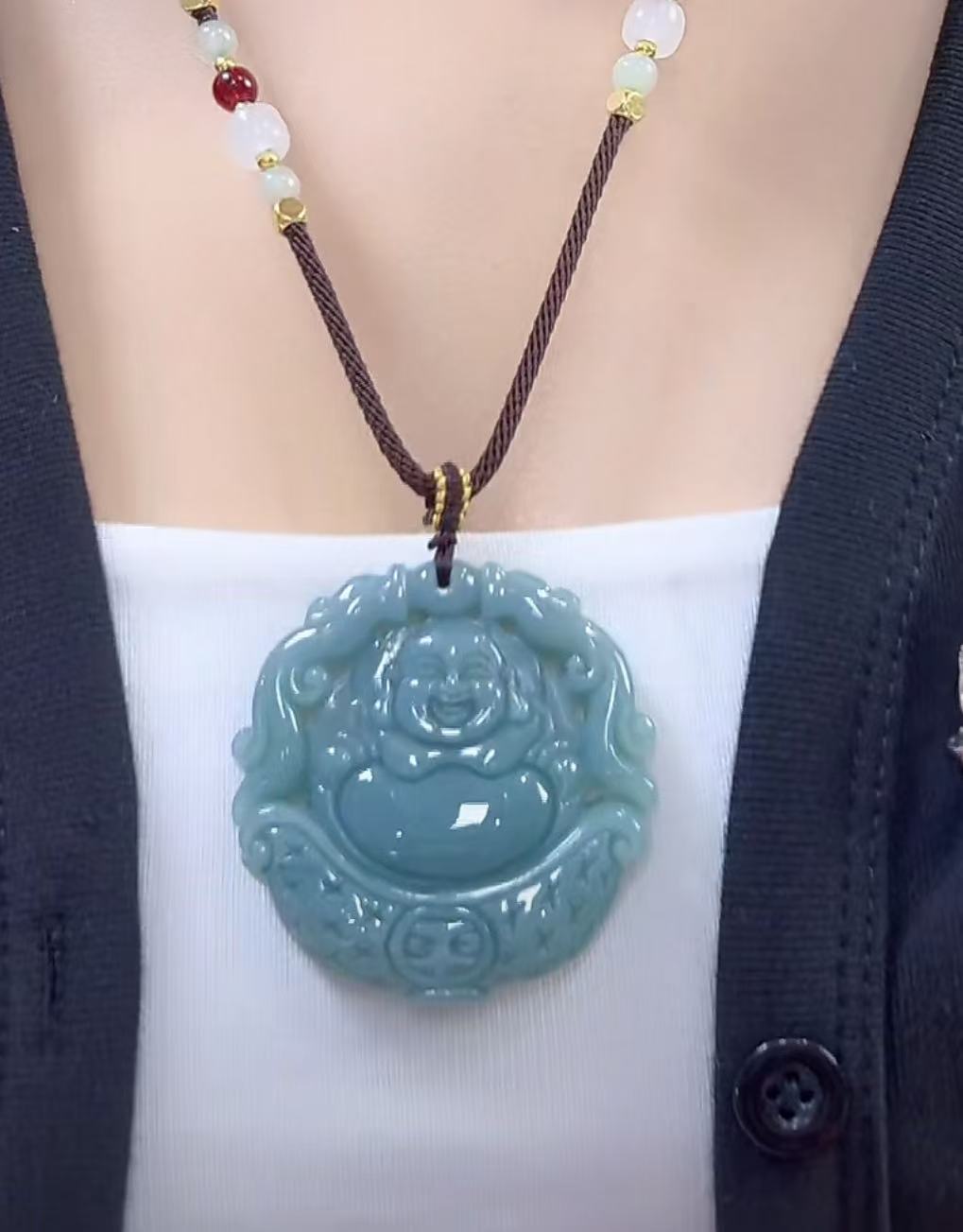 天然翡翠A货元宝佛（多样性发货发其一）宽高48-50厚9-11送绳