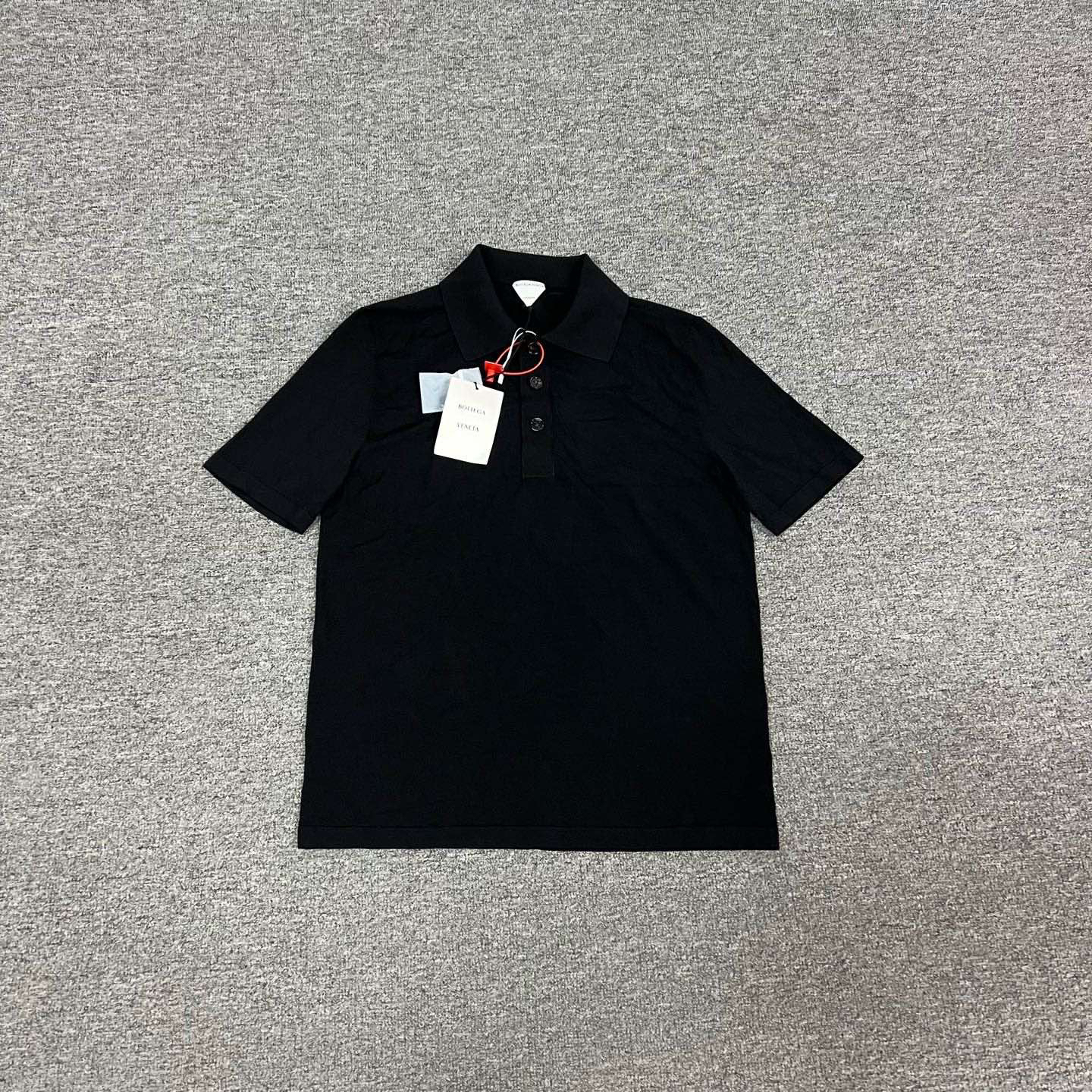 未使用 BOTTEGA VENETA/葆蝶家 黑色 针织 短袖 Polo领 上衣 s码