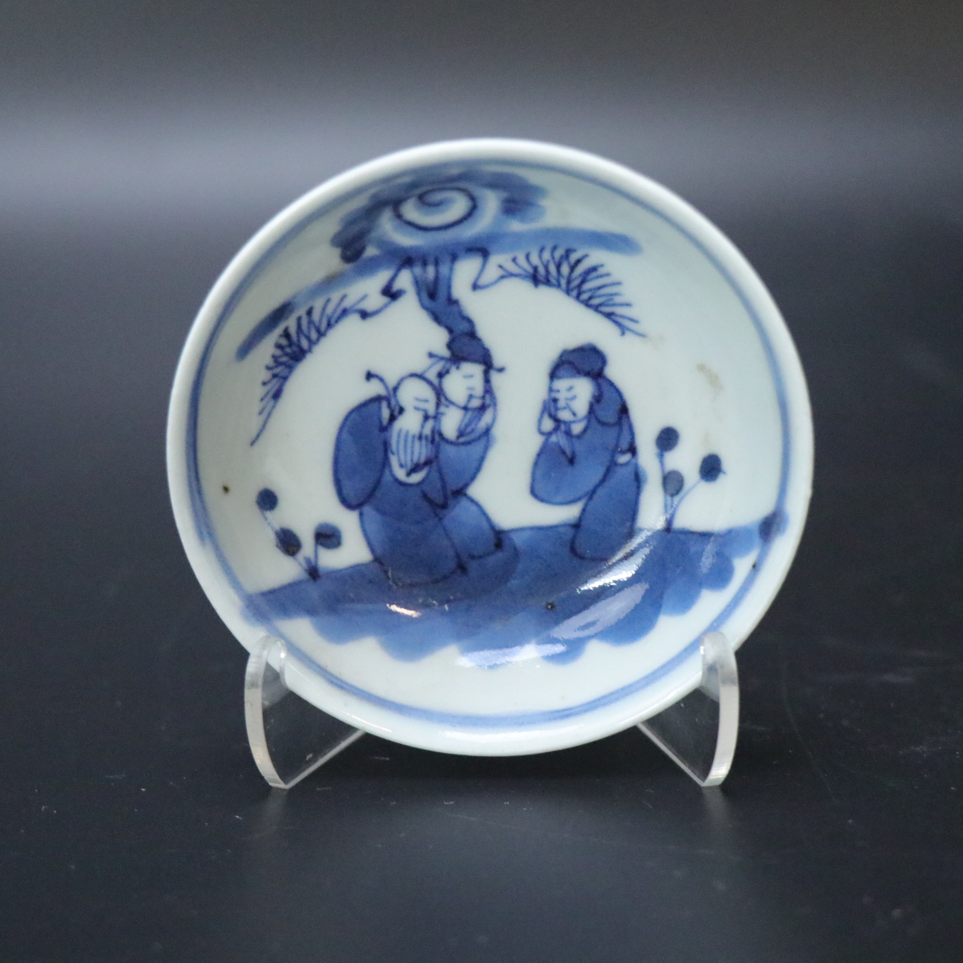 Lot251200863清光绪青花福禄寿三星小碟 直径：约8.2cm