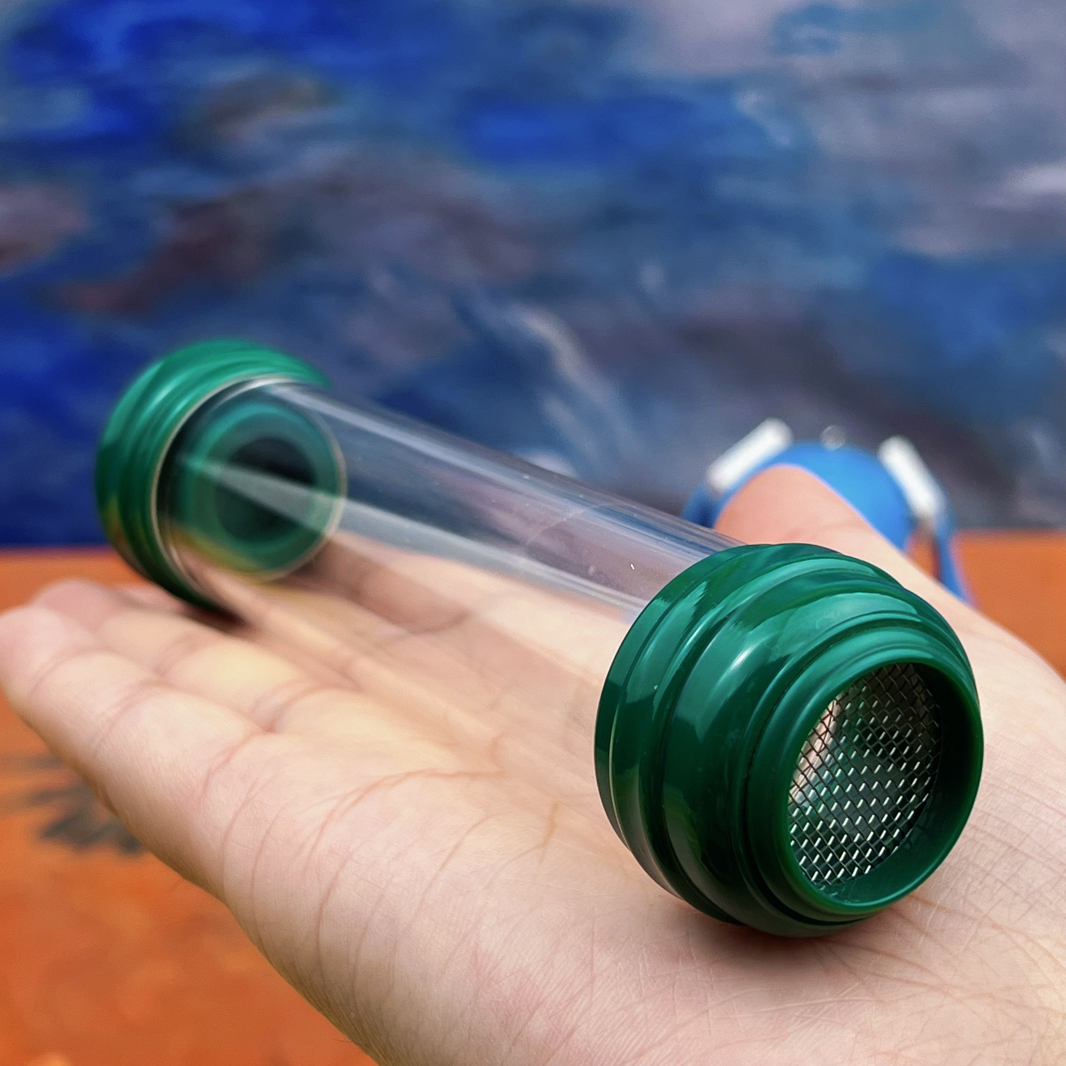 甜甜文玩-30竹蛉筒老藏绿黄蛉筒虫具