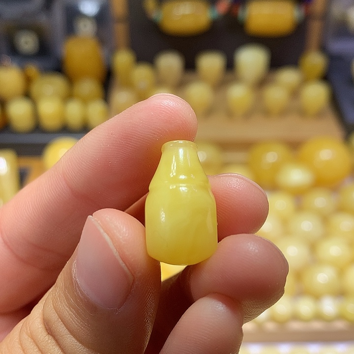 蜜蜡未镶嵌裸石天然原矿黄白花蜜蜡三通11