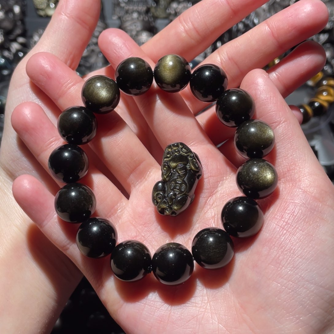 黑曜岩手串未镶嵌?**-