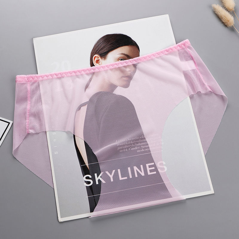 全透明女士三角内裤纯欲少女感中腰包臀无痕无遮裆网纱透气舒适