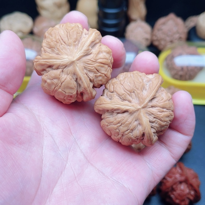 文玩核桃把件甲骨文狮子三棱41×41×40