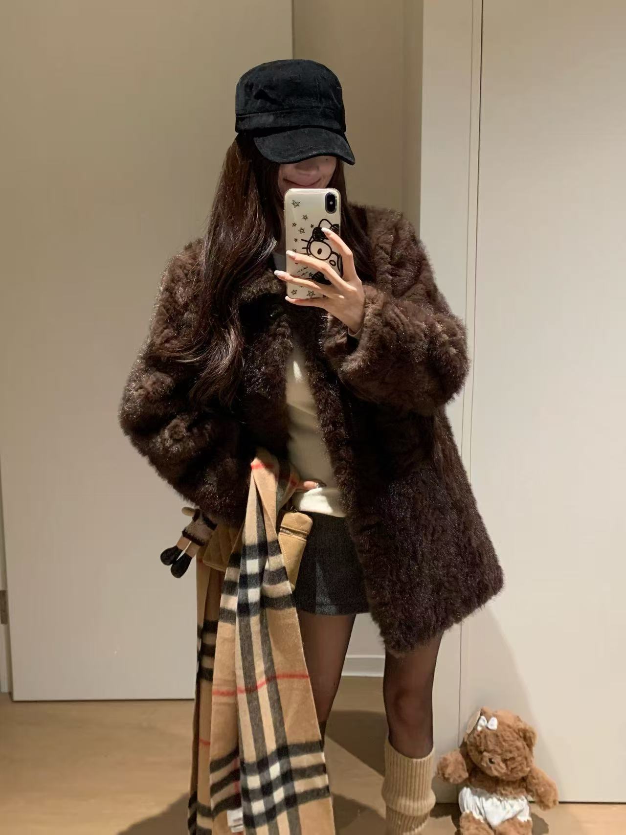 人造皮草 【渔渔专属】chao好看！曼城雪季 韩系气质翻领中长款大衣