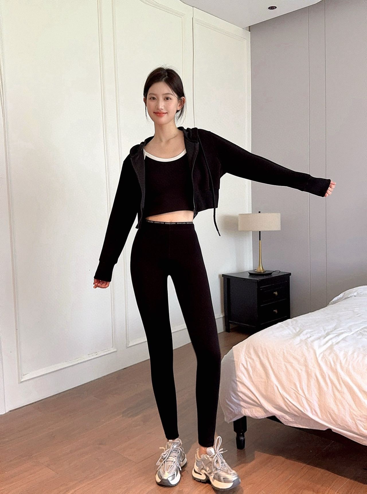 【锦衣服饰】FWY 8088-2时尚百搭腰字母350克加厚云朵裤