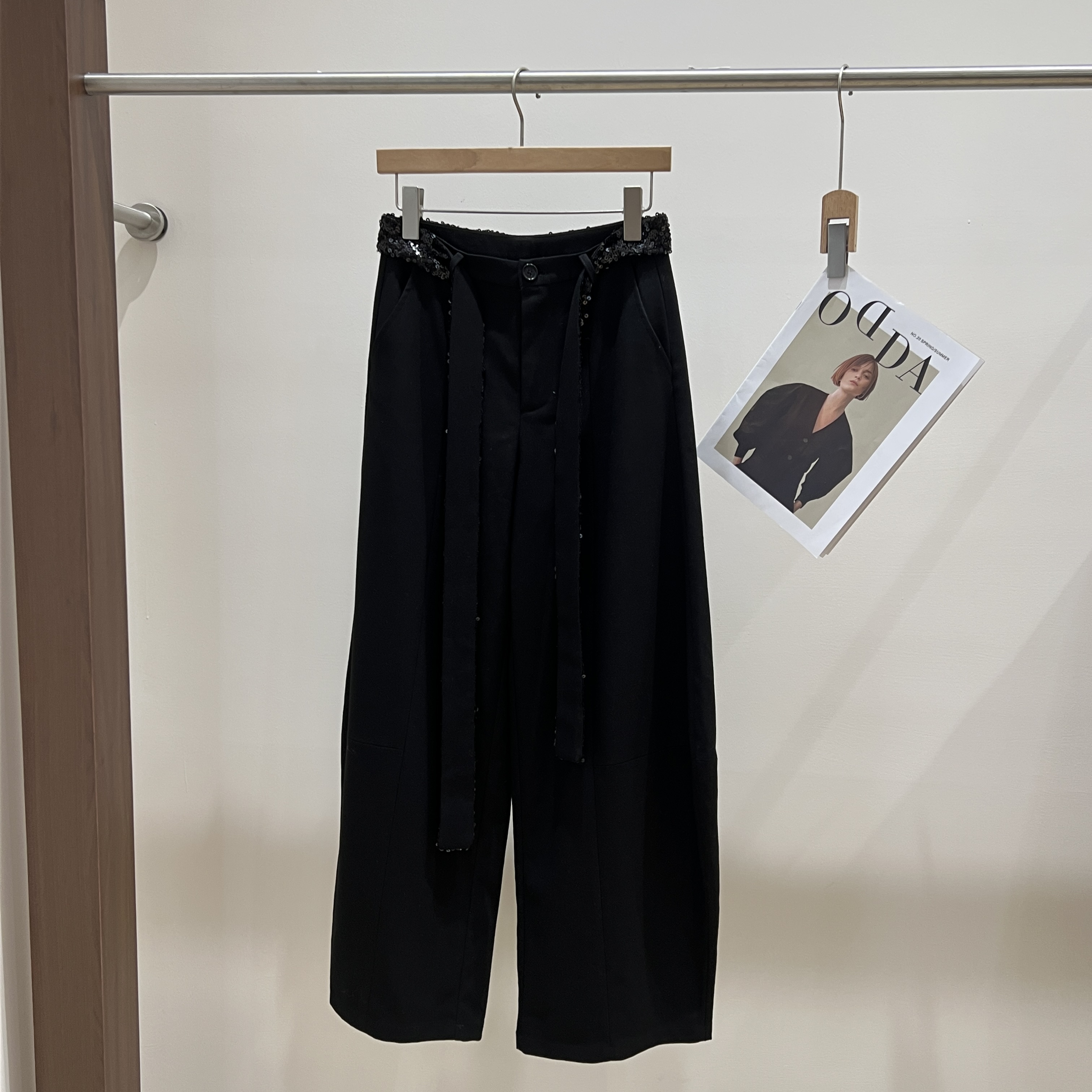 ZZ腰带老钱风薄款高腰西裤休闲裤潮流直筒时尚X122