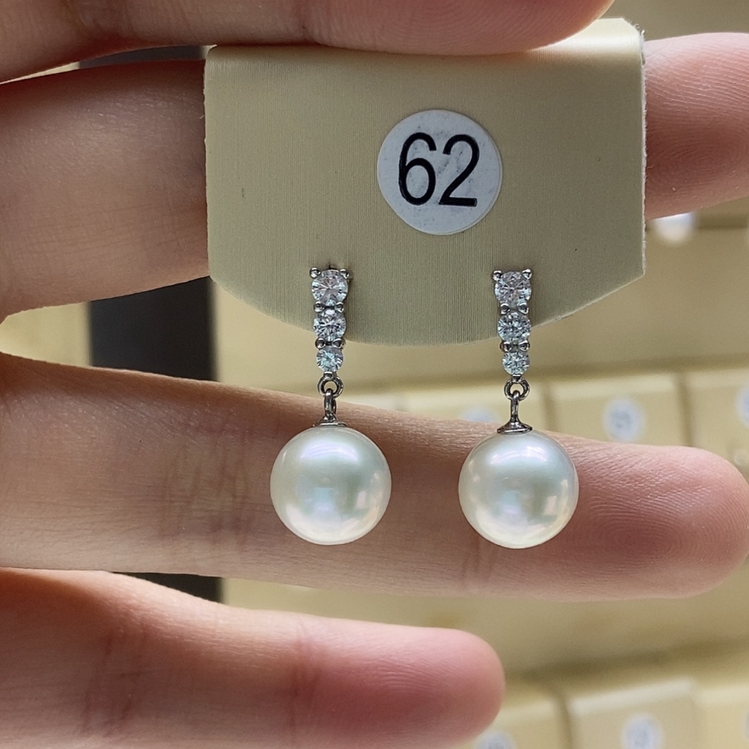 淡水珍珠耳饰银S925镶嵌10