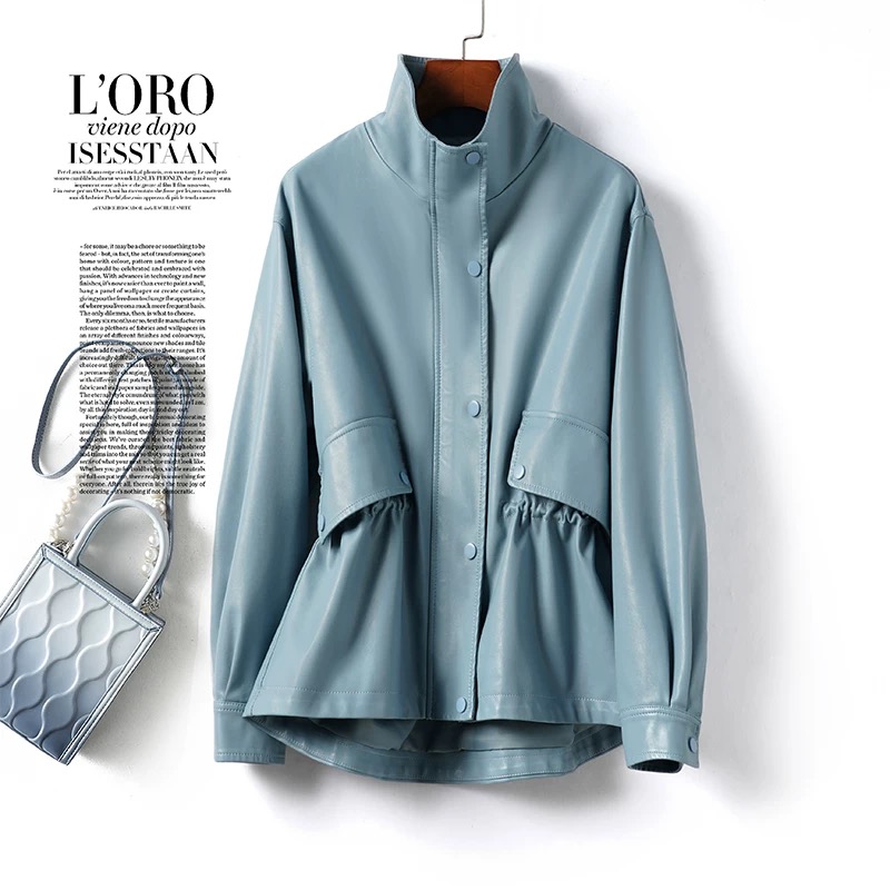 海宁真皮皮衣 常规款收腰立领绵羊皮秋冬女夹克外套-Q320-